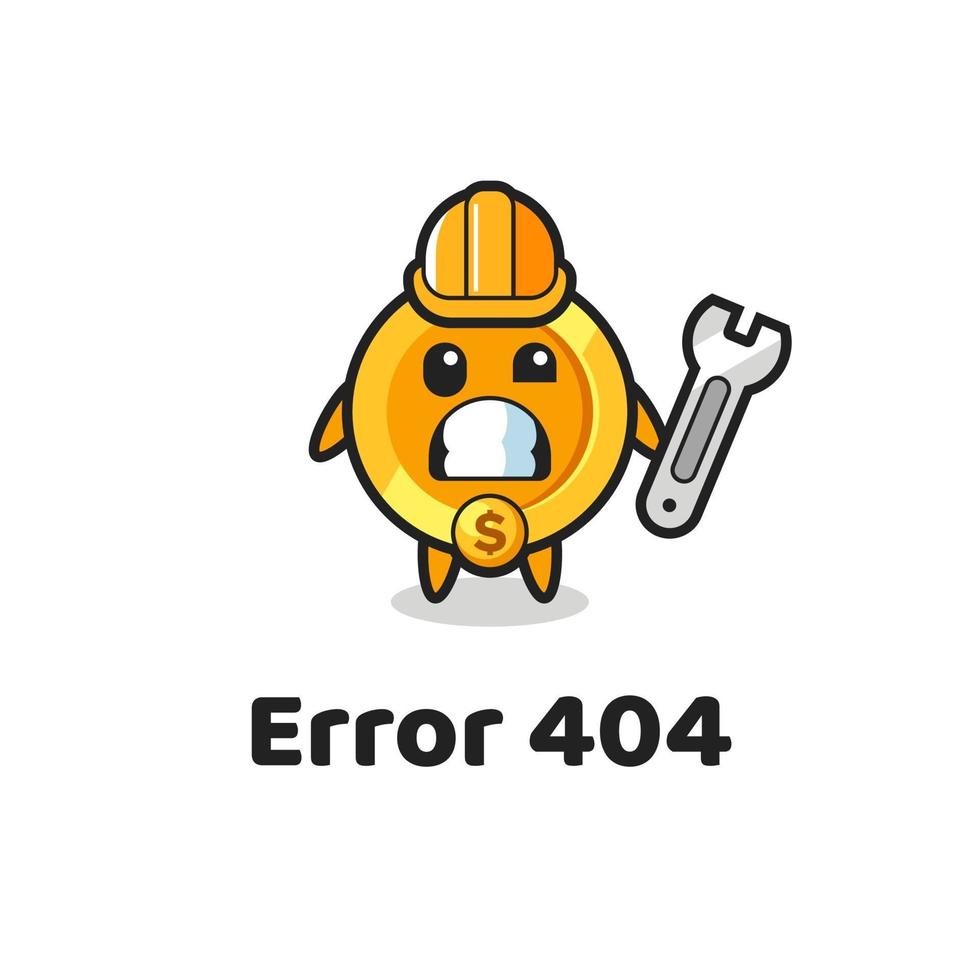 error 404 met de schattige mascotte van dollarmunten vector