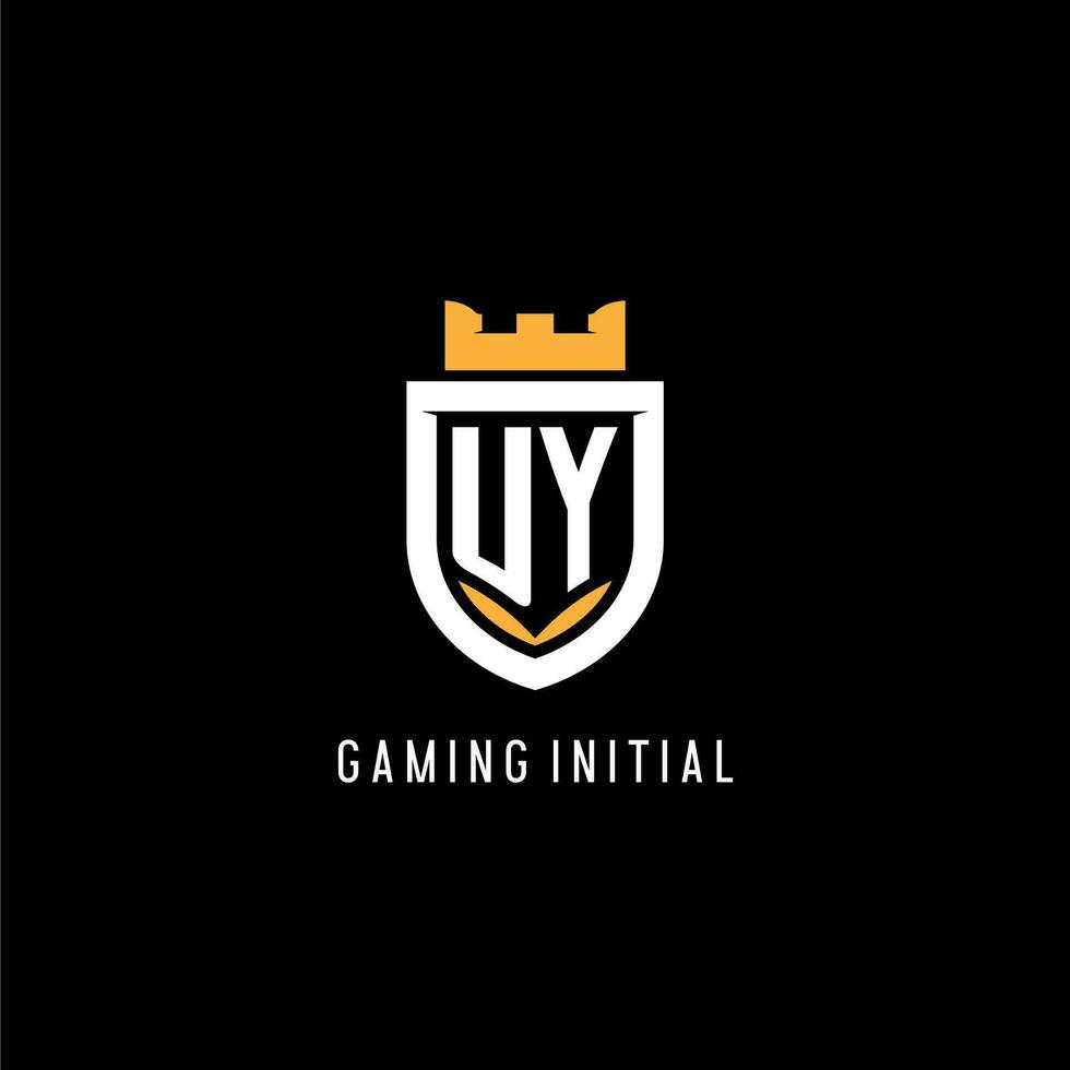 eerste uy logo met schild, esport gaming logo monogram stijl vector