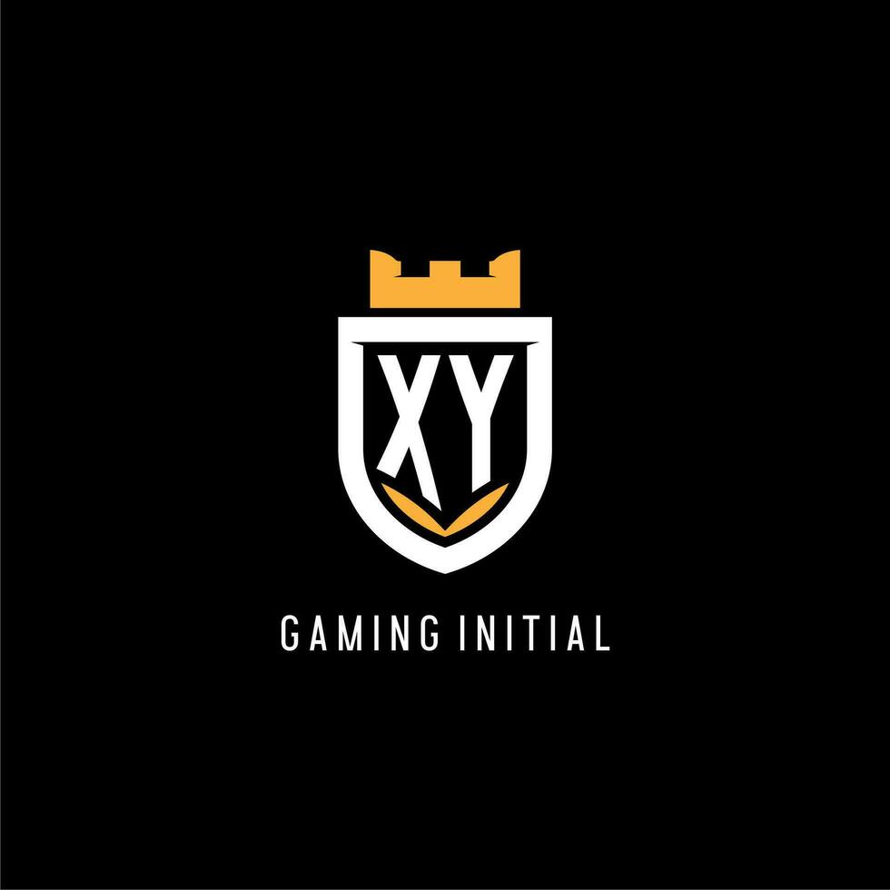 eerste xy logo met schild, esport gaming logo monogram stijl vector
