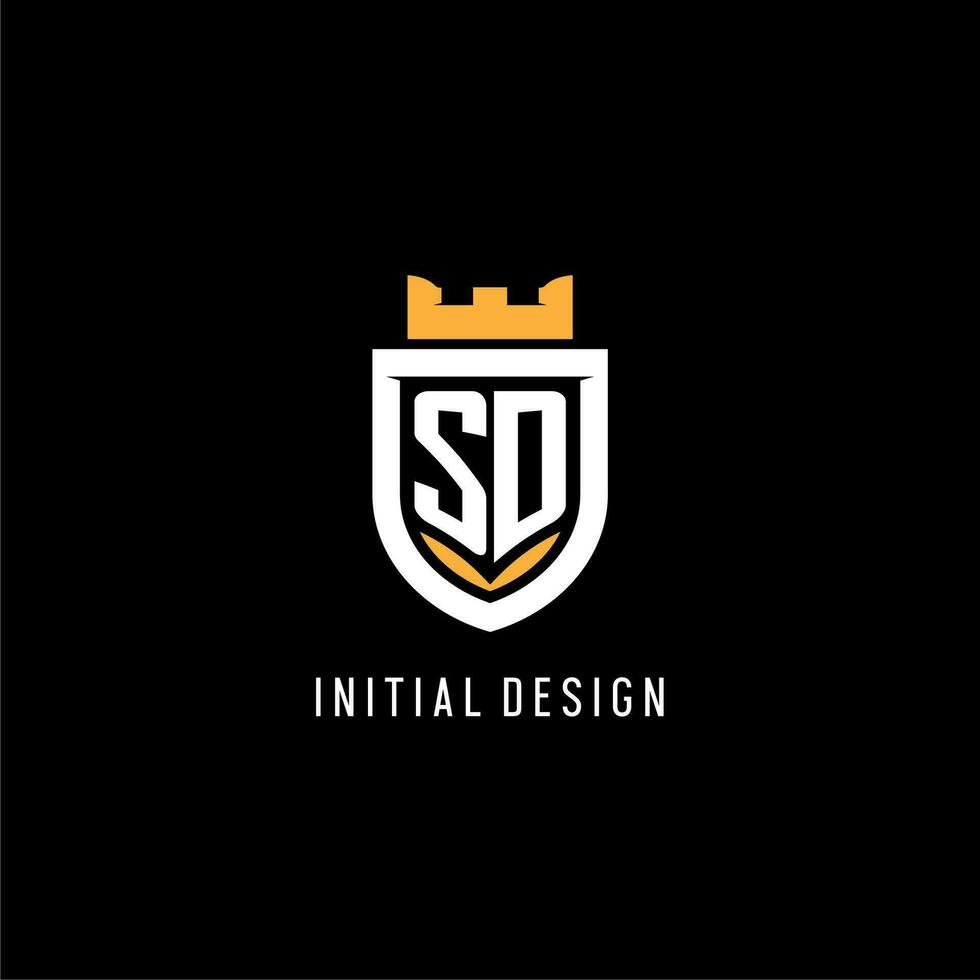 eerste sd logo met schild, esport gaming logo monogram stijl vector