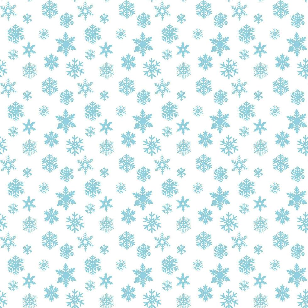 winter naadloos patroon met vlak sneeuwvlokken Aan wit achtergrond. hand- getrokken blauw sneeuwvlokken in silhouet. modieus afdrukken ontwerp voor textiel, behang, interieur decoratie vector