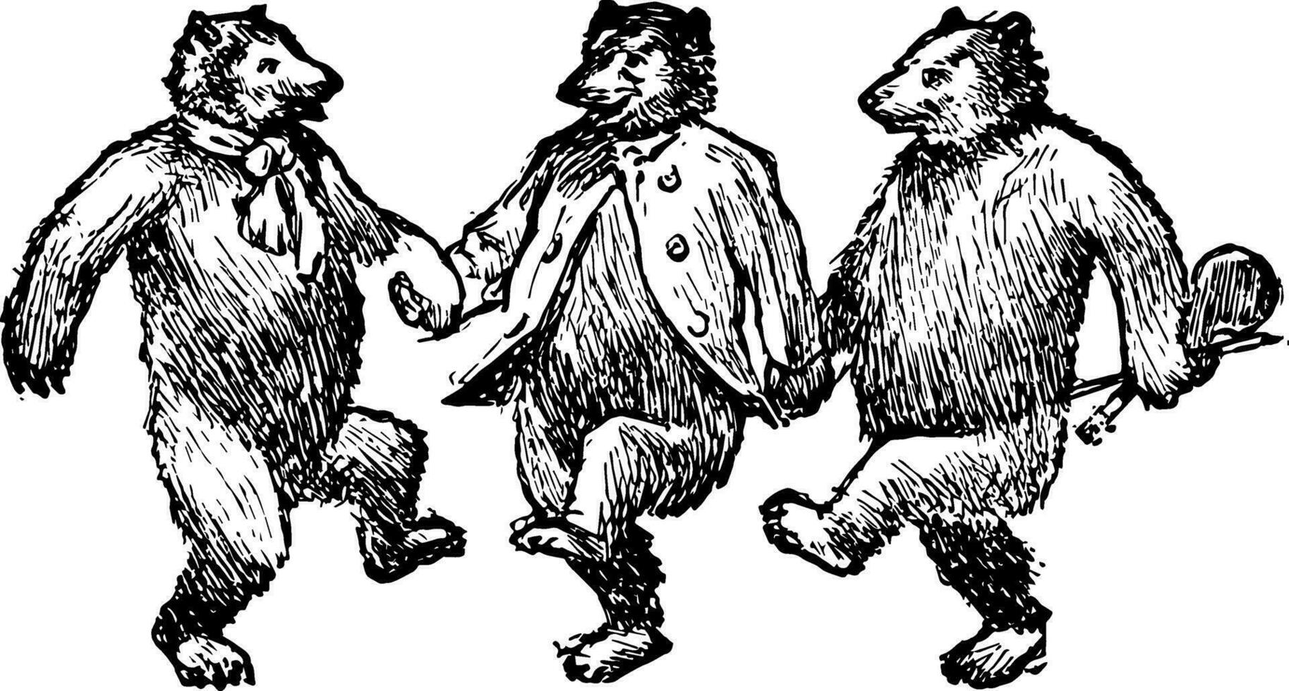 bears dansen, wijnoogst illustratie vector