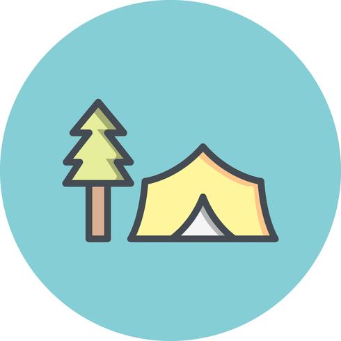 Tent met bomen Vector pictogram