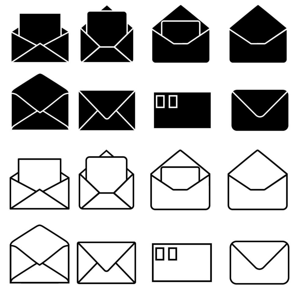 mail icoon vector set. e-mail illustratie teken verzameling. envelop symbool.