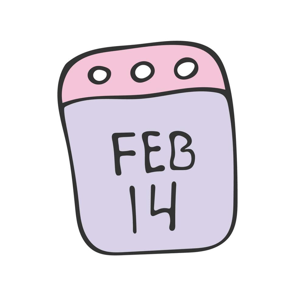 kalender bladzijde met de datum februari 14e. Valentijnsdag dag. vector