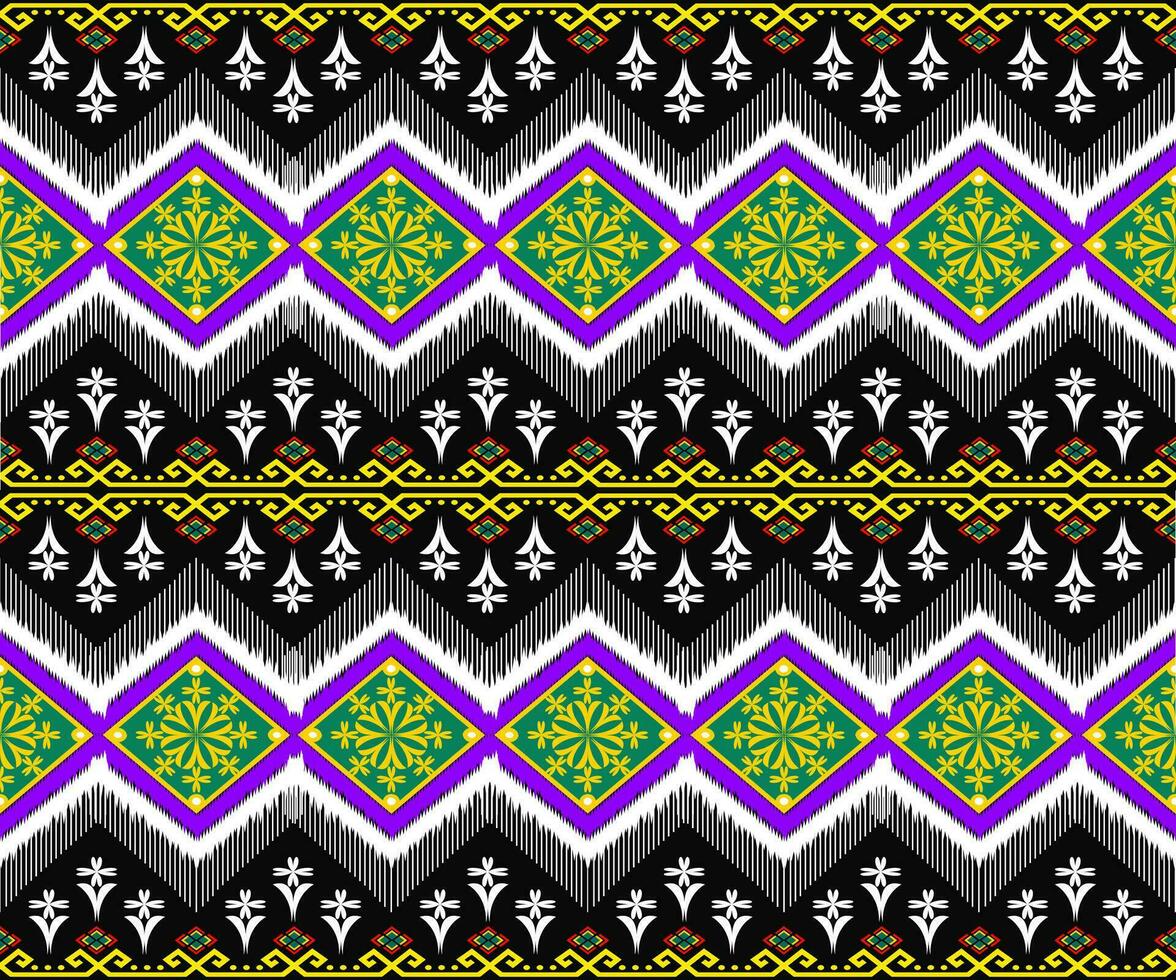 etnische abstracte ikat kunst. naadloos patroon in tribal, volksborduurwerk en Mexicaanse stijl. Azteekse geometrische kunst ornament print.design voor tapijt, behang, kleding, inwikkeling, stof, hoes, textiel vector