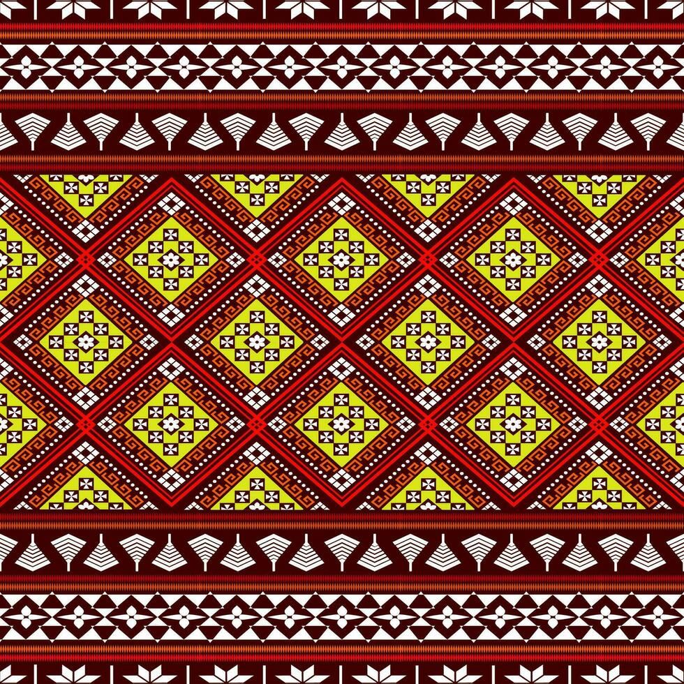 mooi Thais naadloos patroon.geometrisch etnisch oosters patroon traditioneel Aan rood achtergrond.aztec stijl,borduurwerk,abstract,vector,illustratie.ontwerp voor textuur, stof, kleding, verpakking, tapijt vector