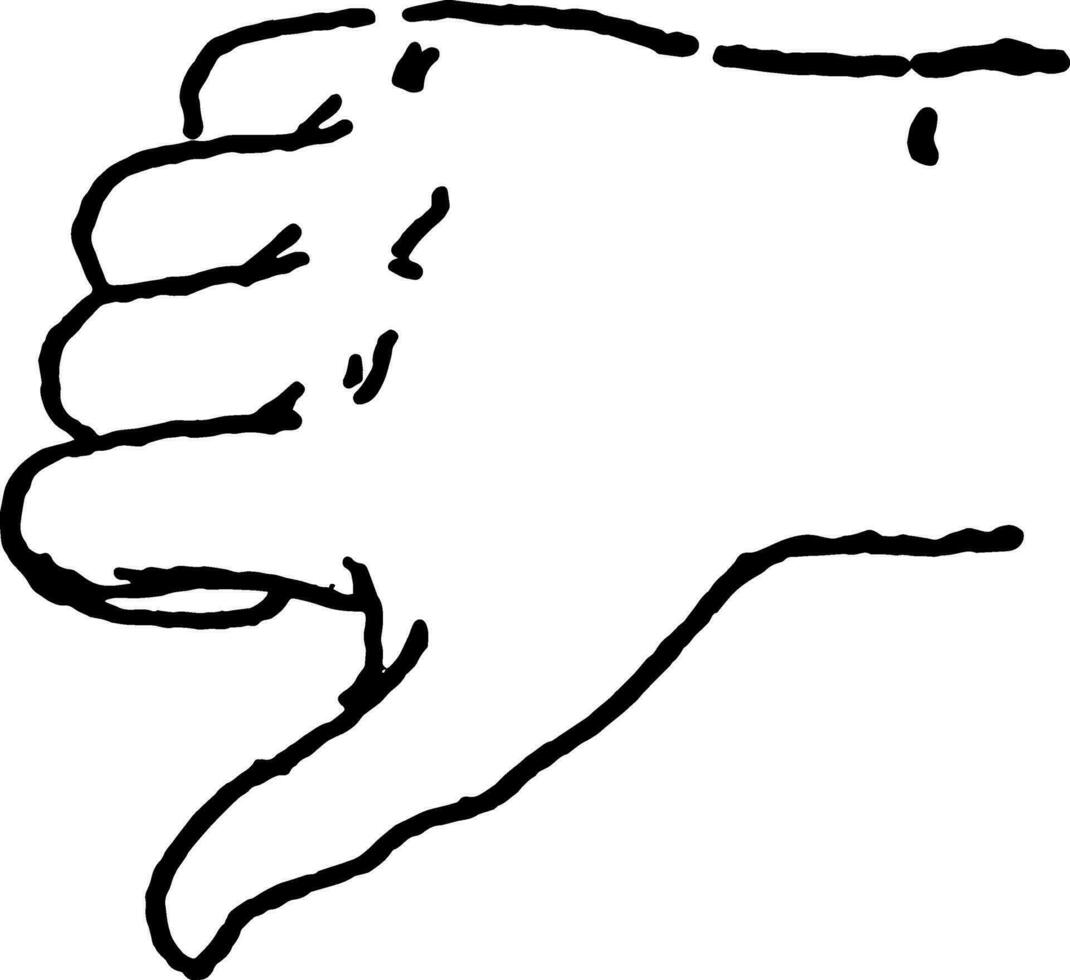 hand- geven duimen omlaag, wijnoogst gravure. vector