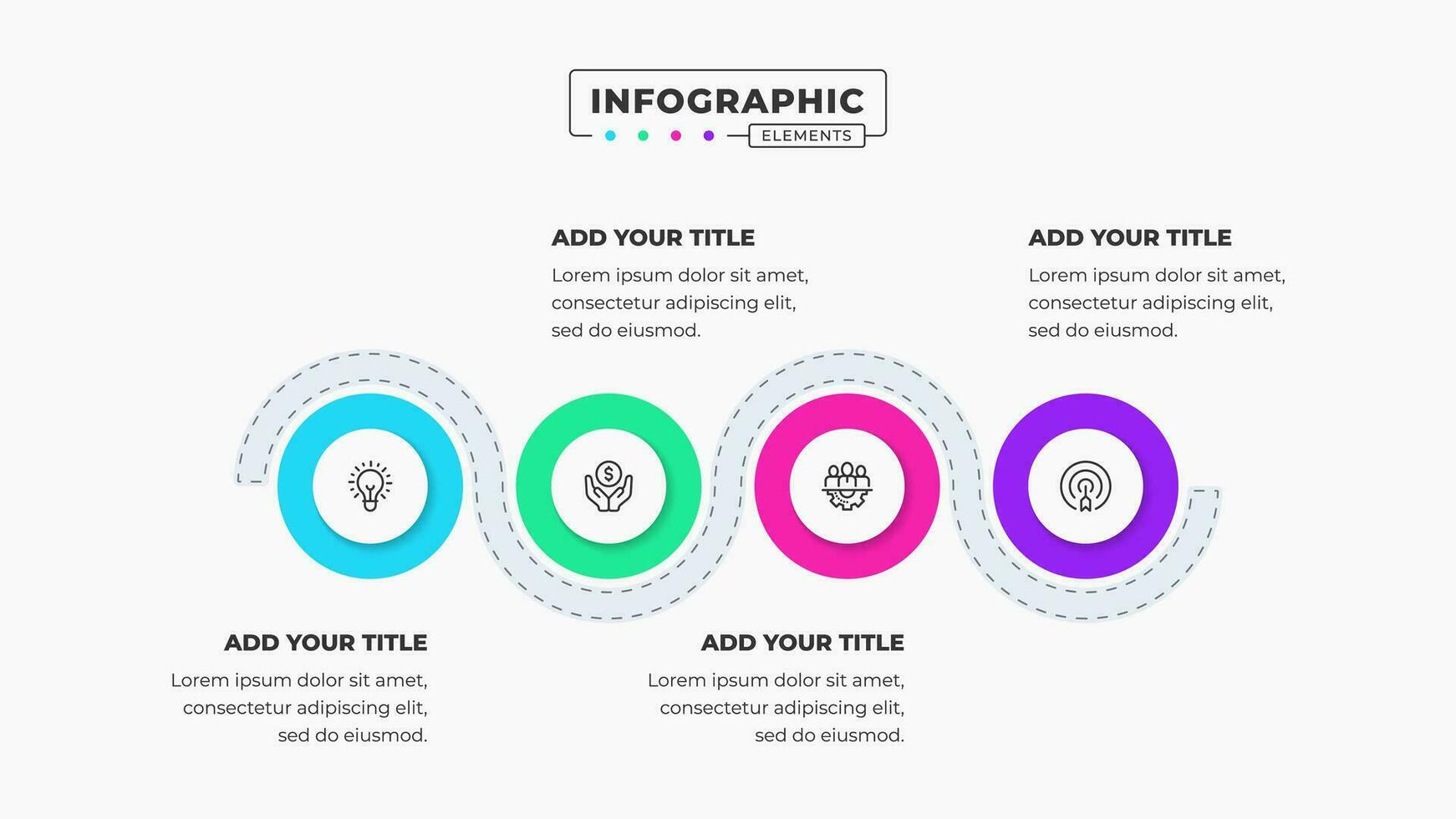 vector creatief en modern cirkel bedrijf infographic met 4 stappen of processen