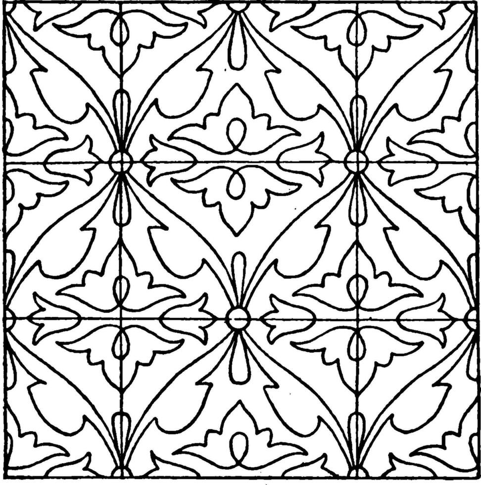 Indisch glazuur patroon zijn gevulde met verpulverd gekleurde glas Plakken, wijnoogst gravure. vector