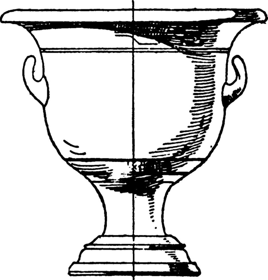 Grieks krater is een type van antiek vaas, wijnoogst gravure. vector