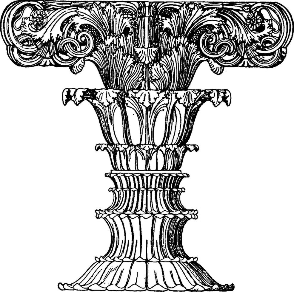 kruisbloem bladerdeeg schacht, monument, wijnoogst gravure. vector