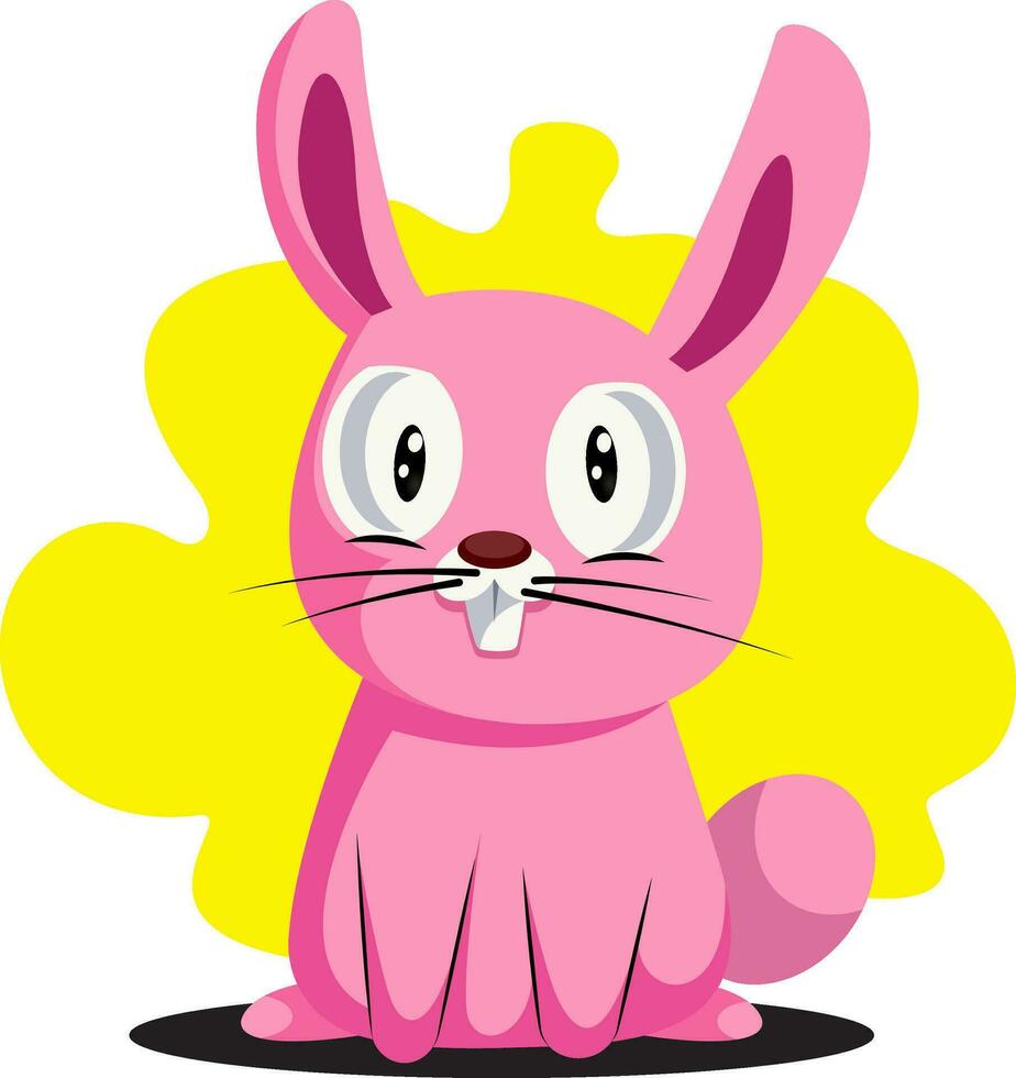 grappig roze Pasen konijn met groot tanden illustratie web vector Aan wit achtergrond