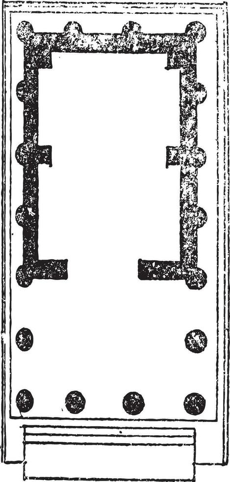 verdieping plan van de tempel van Venus en van Rome, wijnoogst gravure vector