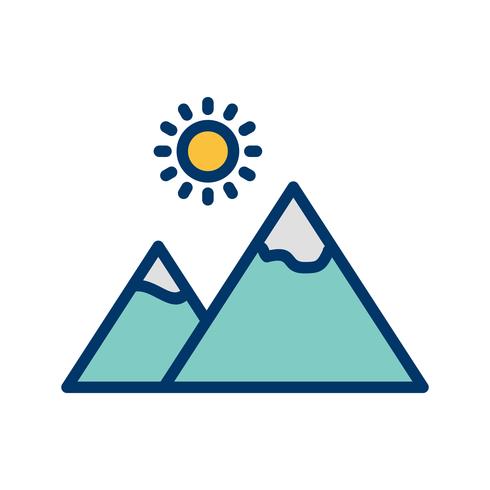 Berg met zon Vector pictogram