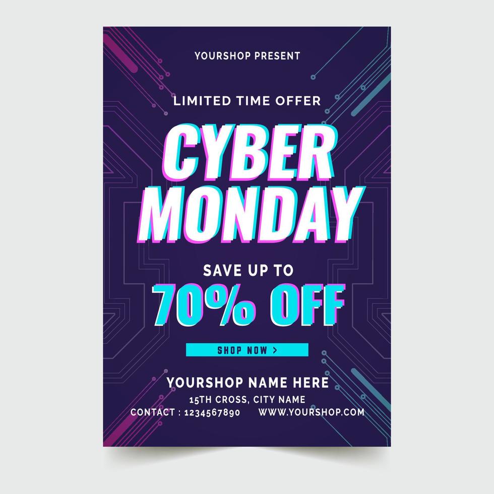 cyber maandag verkoop poster sjabloon vector