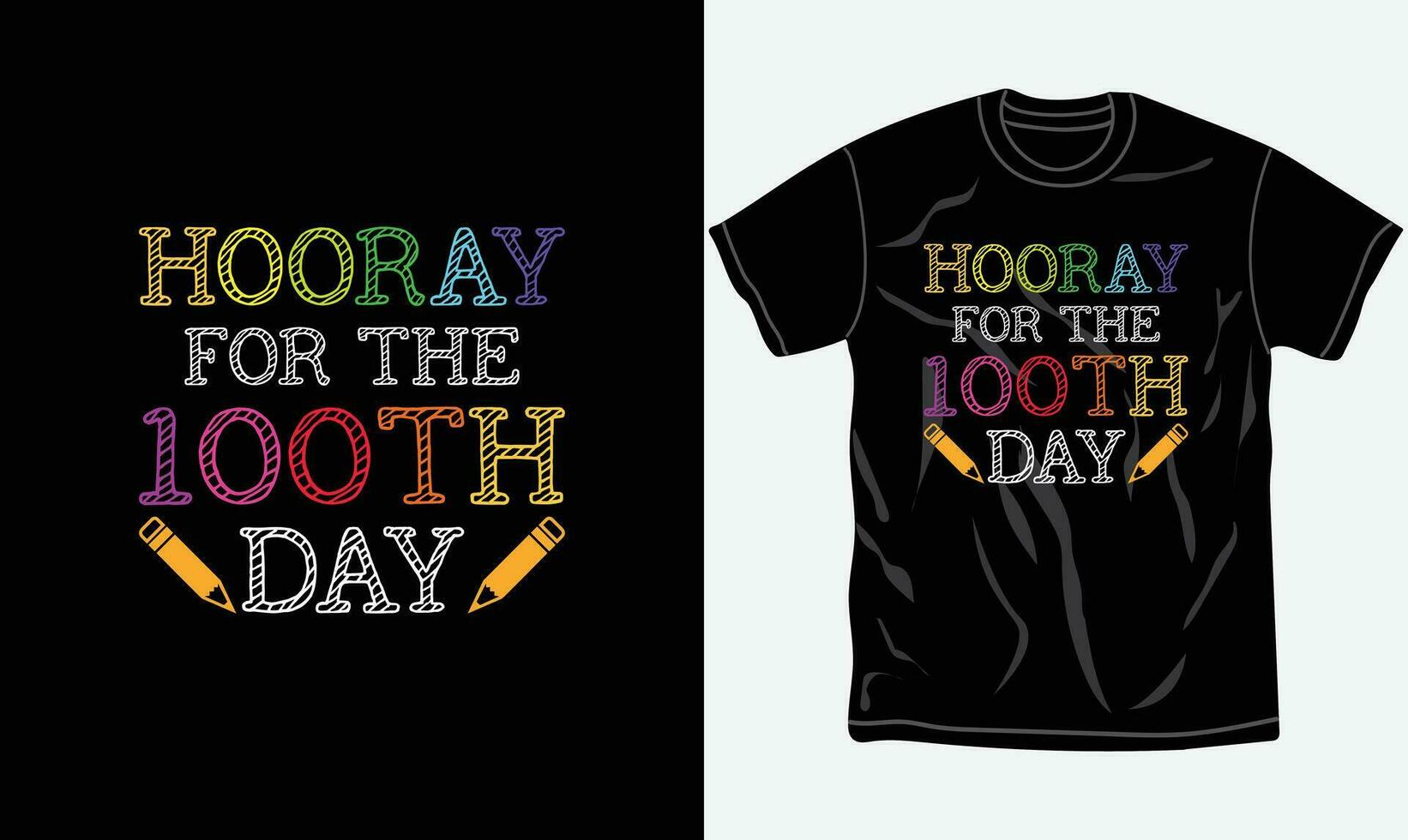 Hoera voor de 100ste dag, 100 dagen van school- t-shirt ontwerp, typografie, slogan. vector