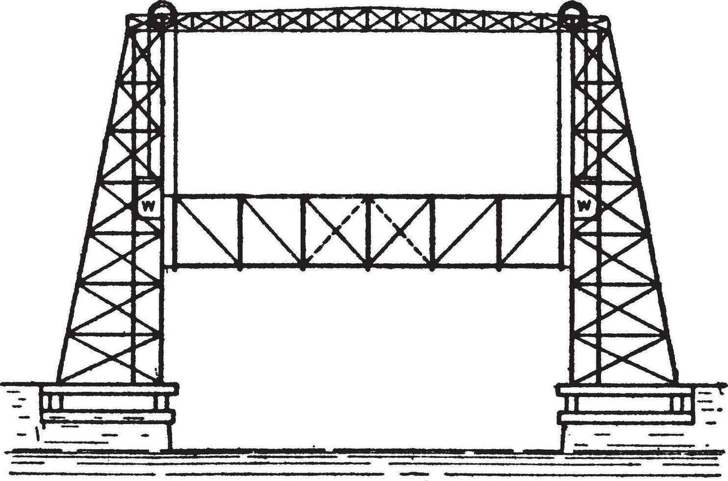 verticaal optillen brug, wijnoogst illustratie. vector