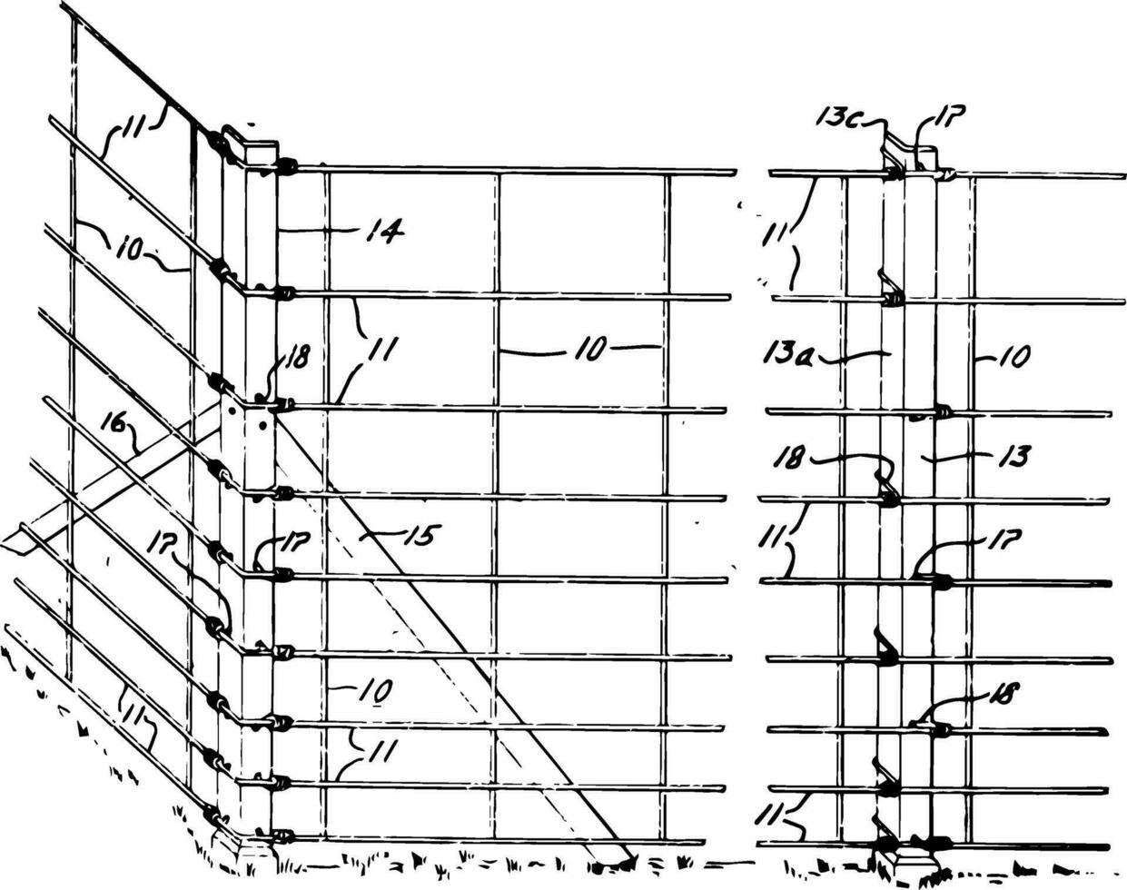 draad hek wegversperring wijnoogst gravure. vector