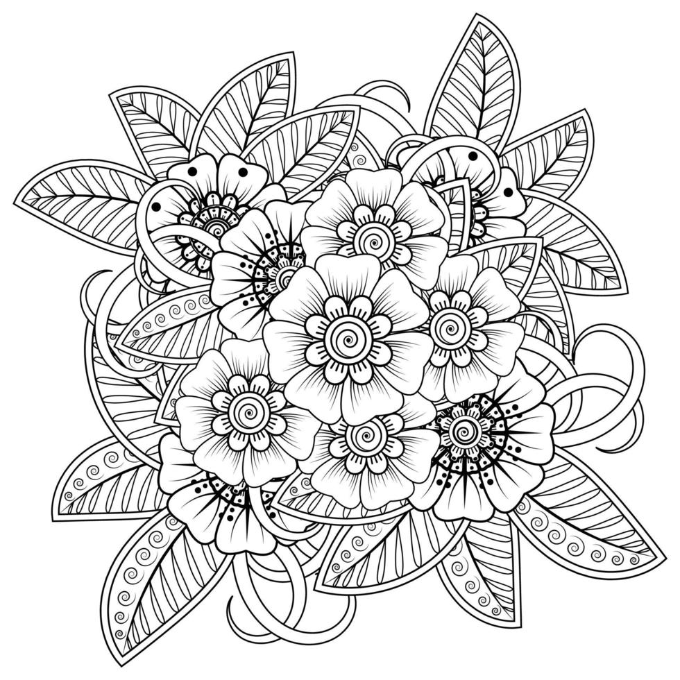 mehndi bloem decoratief ornament in etnische oosterse stijl, doodle sieraad, schets hand tekenen. kleurboek pagina. vector