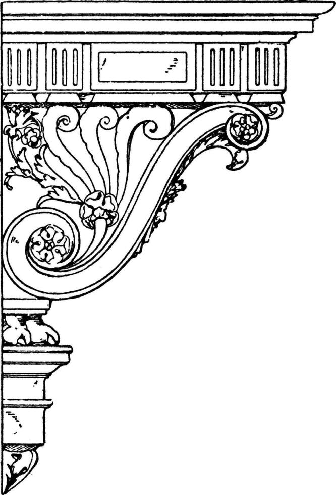 Renaissance troosten, palladian stijl, wijnoogst gravure. vector