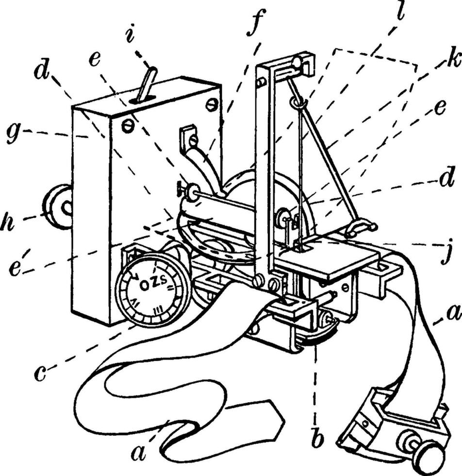 bloeddrukmeter met allemaal onderdelen gelabeld wijnoogst illustratie. vector