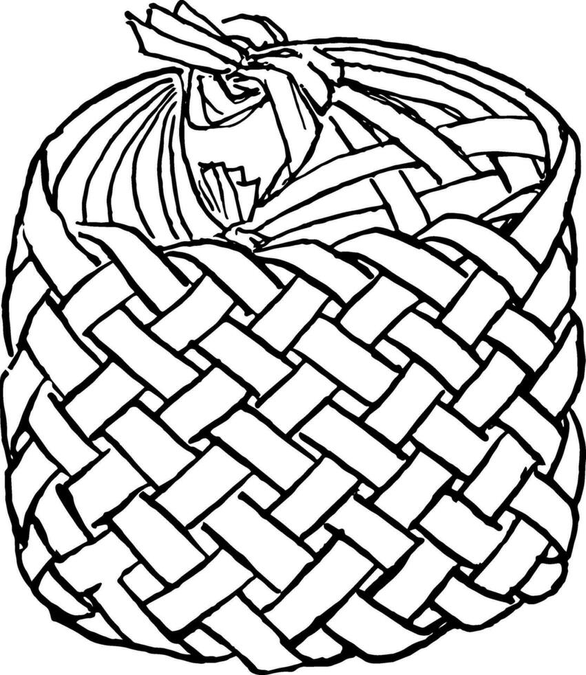 gras servetten ring, dat kan worden gemaakt door het weven of vlechten de grassen, wijnoogst gravure. vector