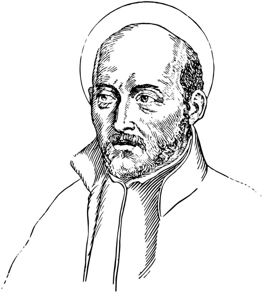 ignatius van loyola, wijnoogst illustratie vector