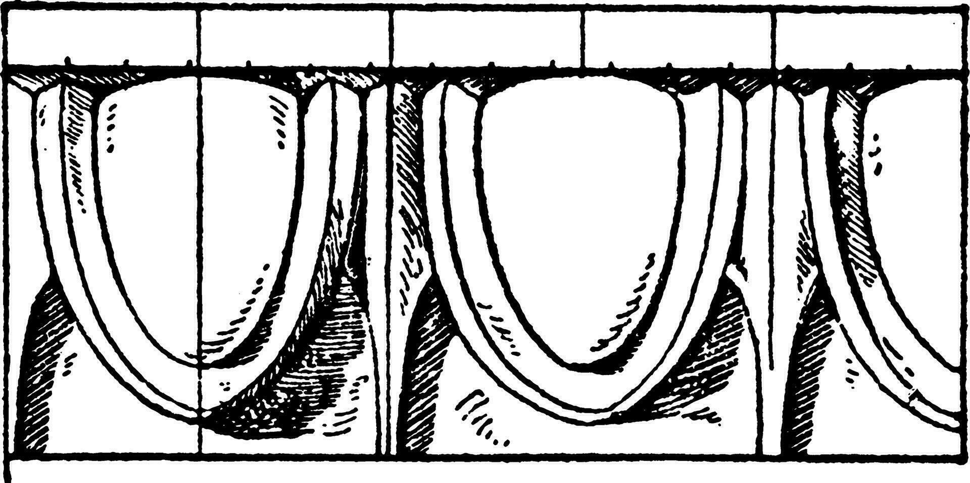 Grieks ei-en-tong vormen, gips, wijnoogst gravure. vector