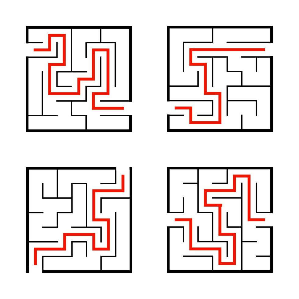 een reeks doolhoven. spel voor kinderen. puzzel voor kinderen. labyrint raadsel. vectorillustratie. vector