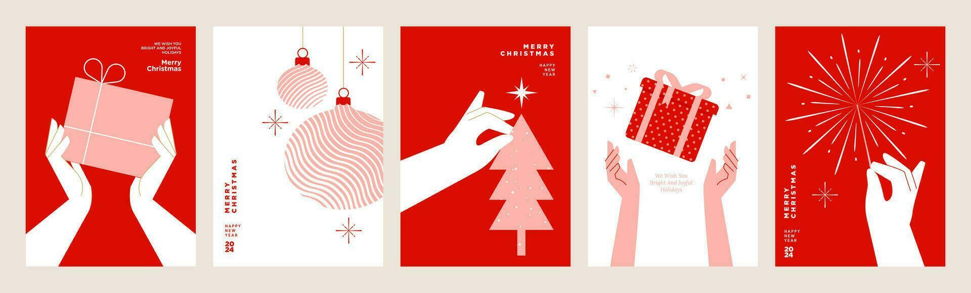 vrolijk Kerstmis en gelukkig nieuw jaar groet kaarten. vector illustratie concepten voor achtergrond, groet kaart, partij uitnodiging kaart, website banier, sociaal media banier, afzet materiaal.