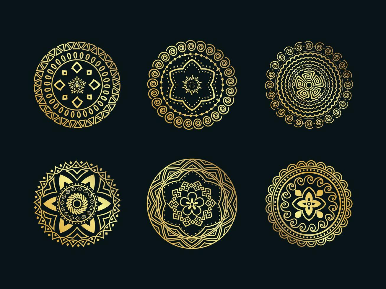 goud mandala set, symbool, luxe. geschikt voor verzameling, decoratie, producten enz. vector