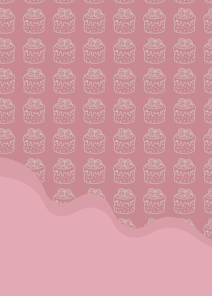 chocola en aardbei taart patroon, sjabloon met taart, zoet voedsel, voor ontwerp achtergronden vector