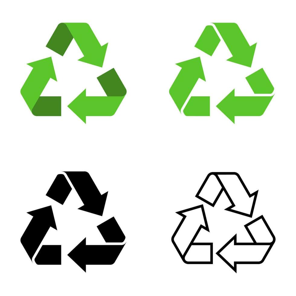 recycling pictogrammen reeks geïsoleerd Aan wit achtergrond. pijl dat draait eindeloos gerecycled concept. recycle eco symbool, ecologie pictogrammen verzameling recycling afval. vector illustratie.