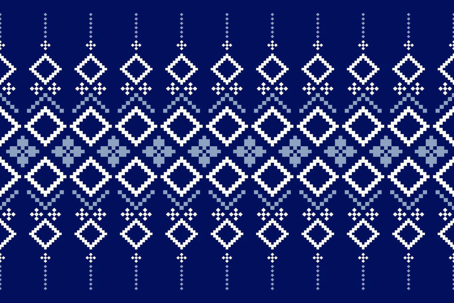 indigo marine blauw meetkundig traditioneel etnisch patroon ikat naadloos patroon grens abstract ontwerp voor kleding stof afdrukken kleding jurk tapijt gordijnen en sarong aztec Afrikaanse Indisch Indonesisch vector