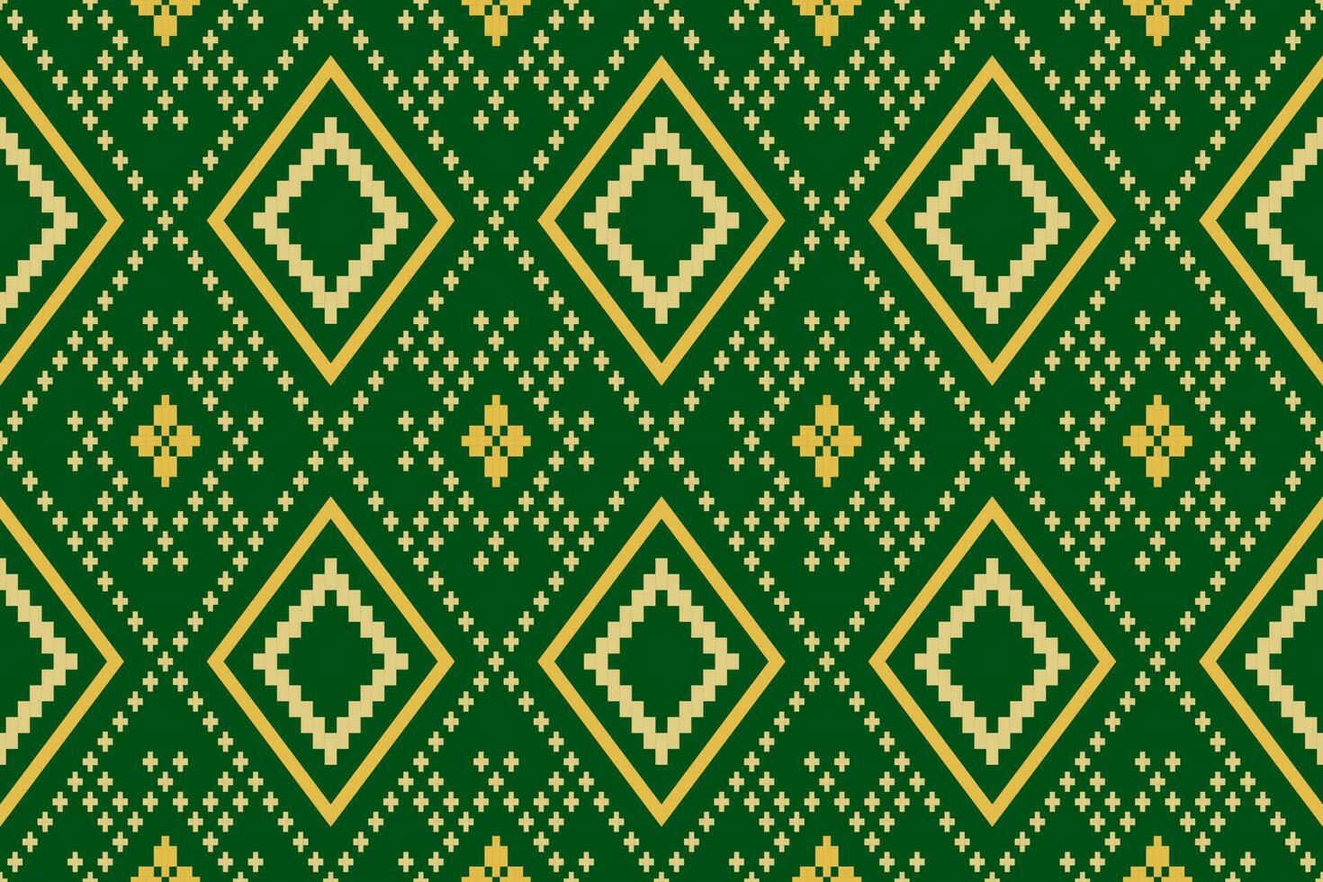 groen kruis steek kleurrijk meetkundig traditioneel etnisch patroon ikat naadloos patroon grens abstract ontwerp voor kleding stof afdrukken kleding jurk tapijt gordijnen en sarong aztec Afrikaanse Indisch Indonesisch vector