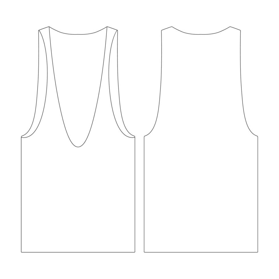 sjabloon diep losmaken tank top vector illustratie vlak ontwerp schets kleding verzameling