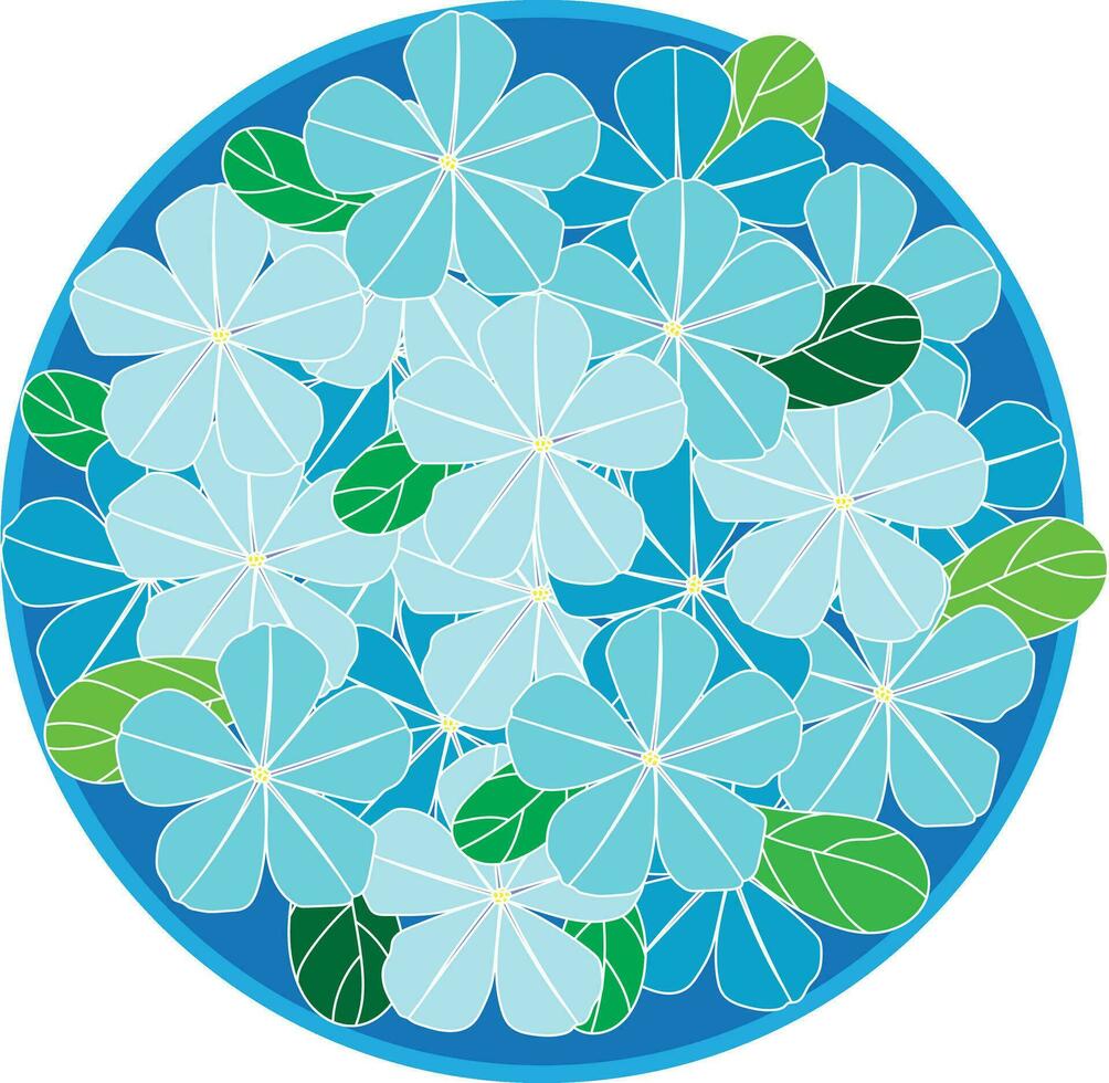 illustratie van blauw kaap leadwort bloem Aan blauw cirkel achtergrond. vector