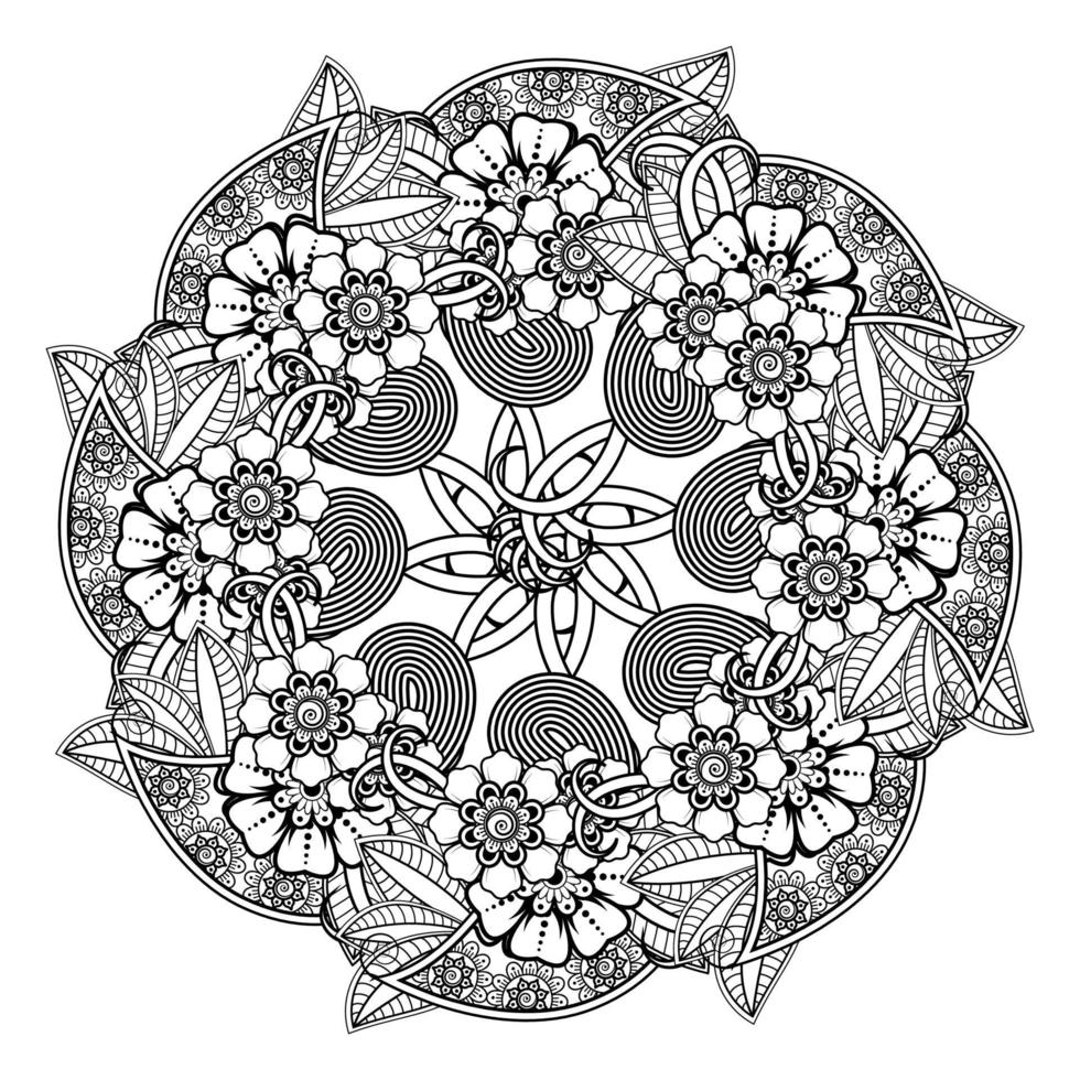 cirkelvormig patroon in de vorm van mandala met bloem voor henna, mehndi, tatoeage, decoratie. vector