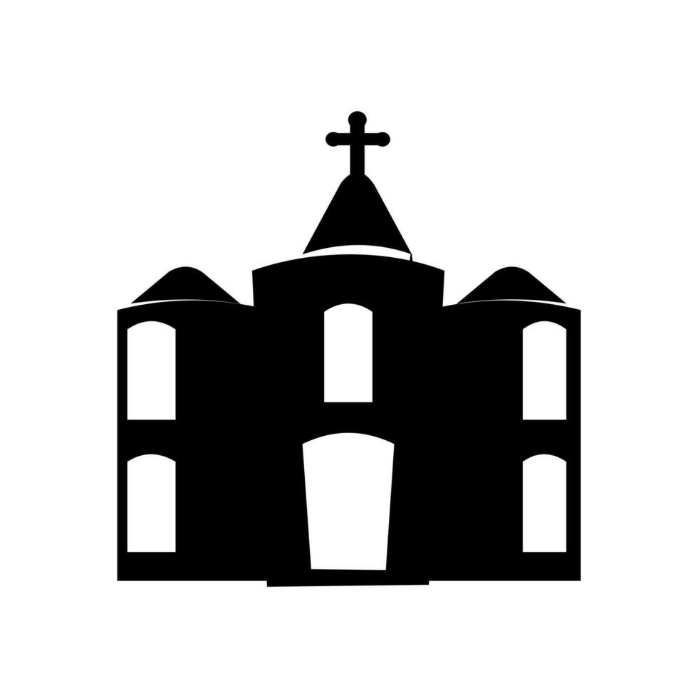 kerk icoon geïsoleerd Aan wit achtergrond. kerk gebouw silhouet. kapel. Katholiek heilig traditioneel symbool vector