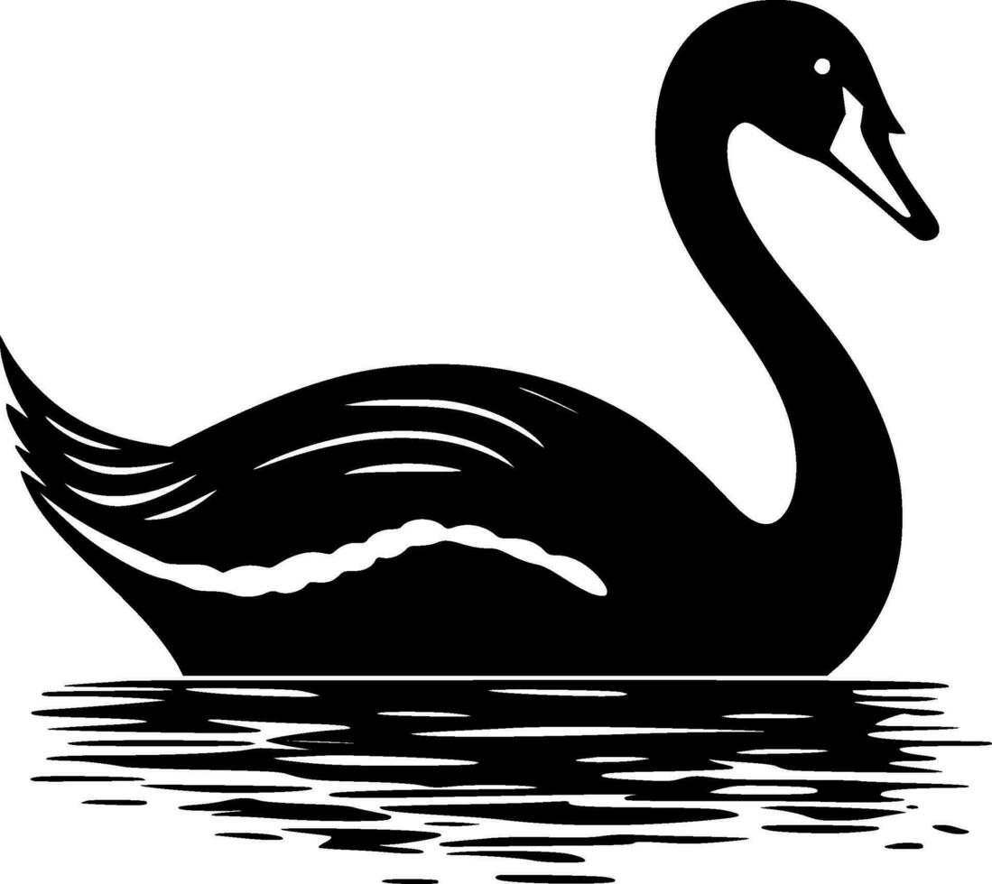 zwaan - zwart en wit geïsoleerd icoon - vector illustratie