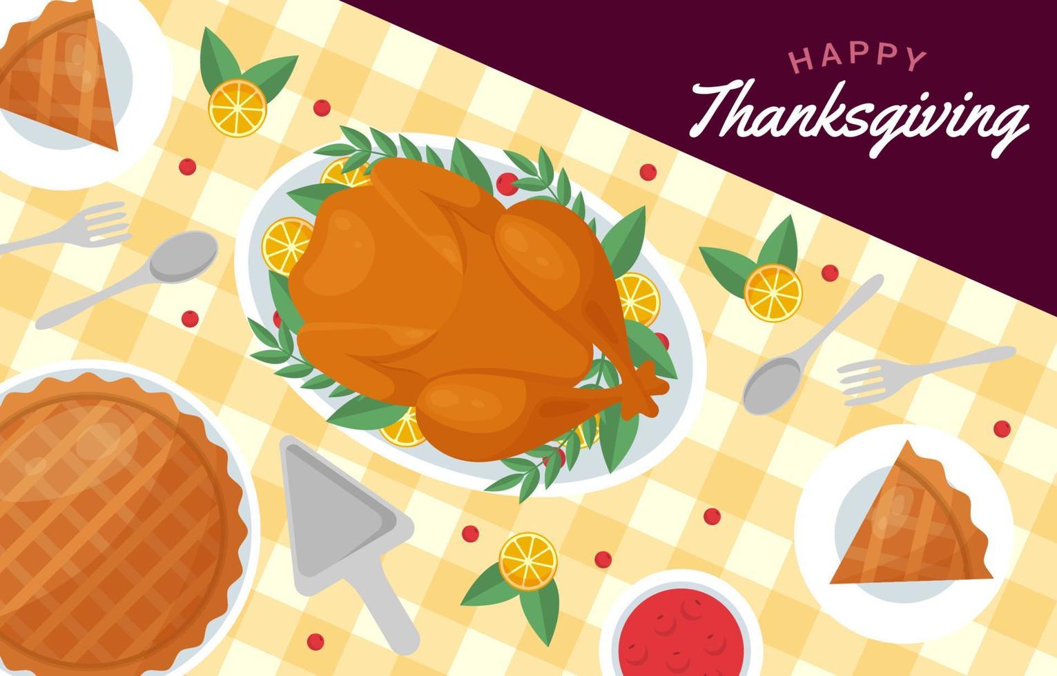 Thanksgiving eettafel vector