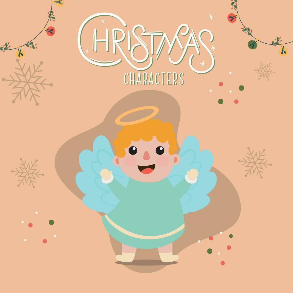 schattig engel tekenfilm kawaii Kerstmis tekens vector illustratie