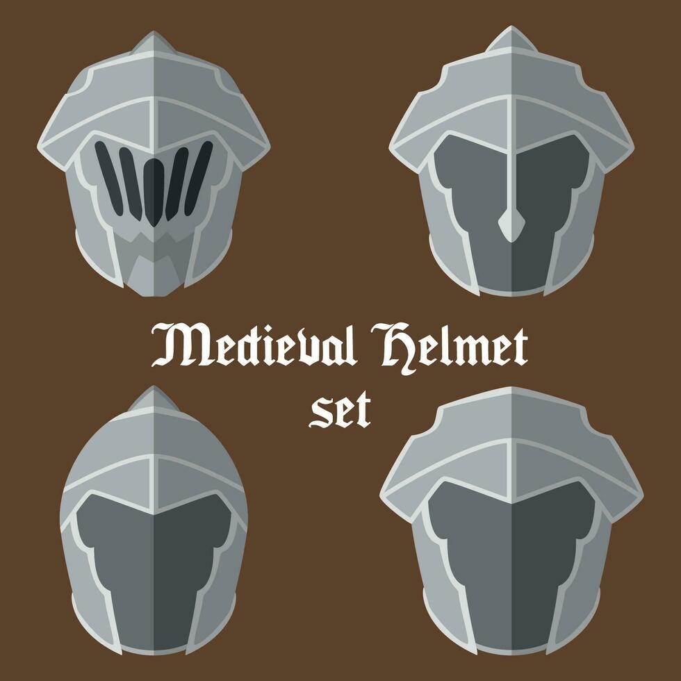 reeks van middeleeuws helmen pictogrammen vector illustratie