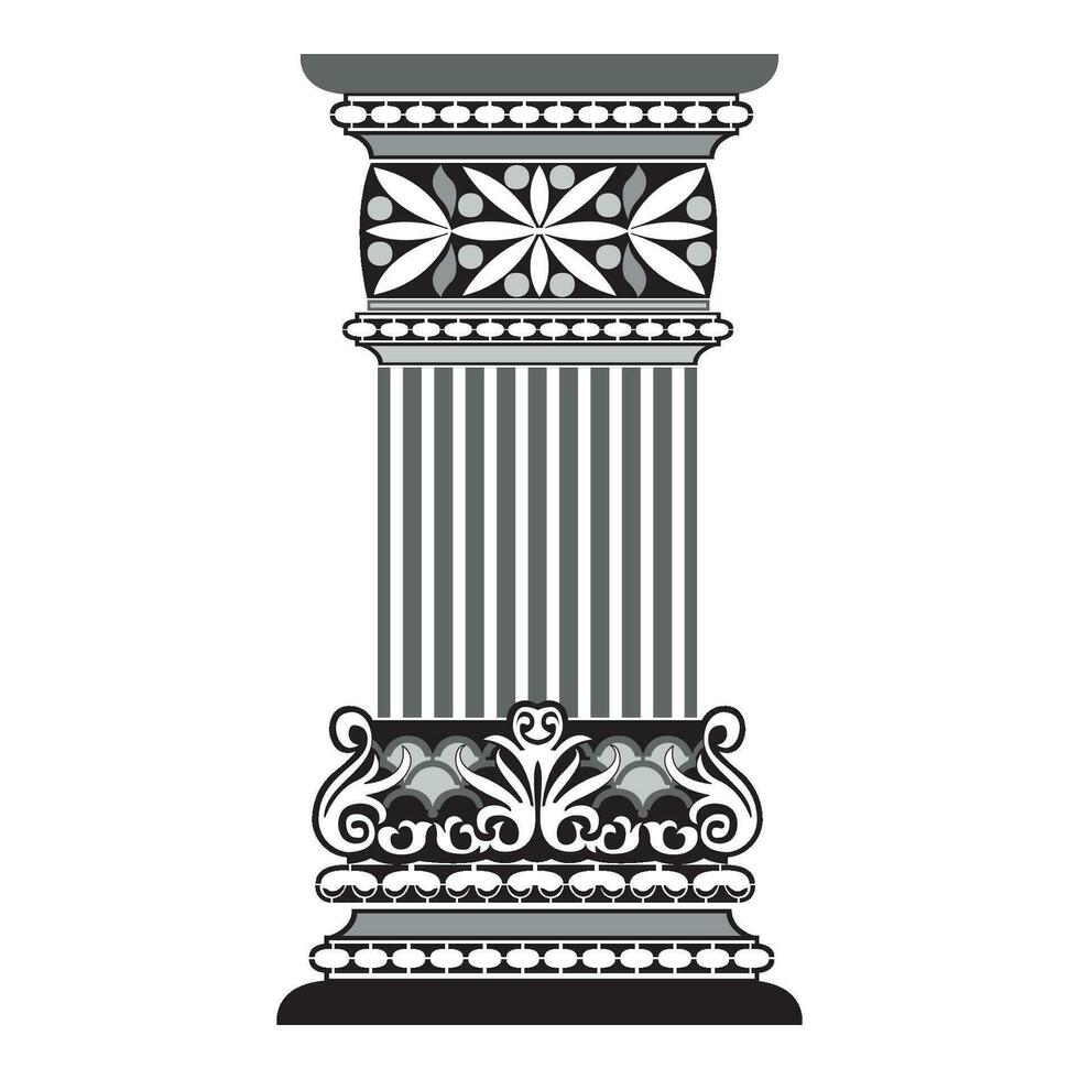 antiek wit kolom realistisch samenstelling met geïsoleerd voorkant visie van bouwkundig stuk vector