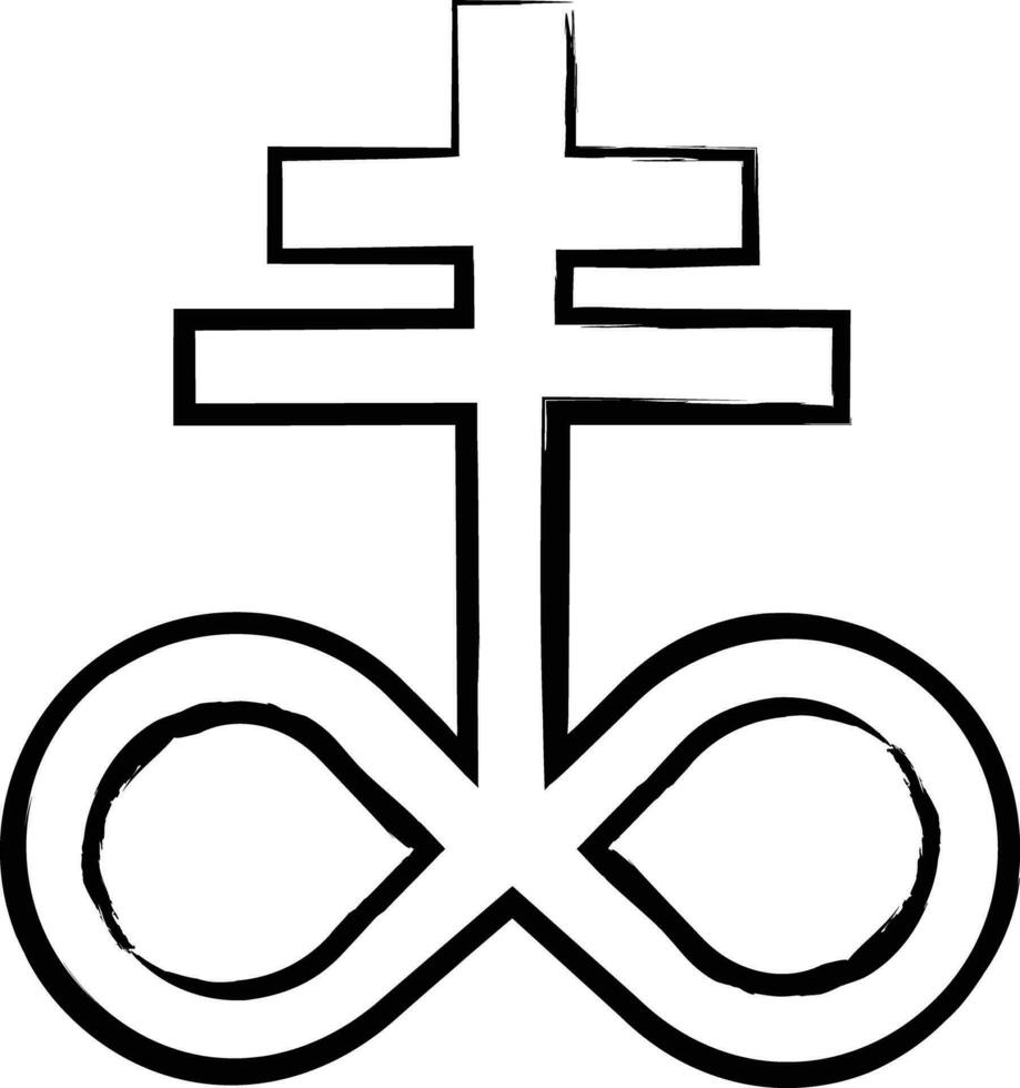 satanisch kruis hand- getrokken vector illustratie