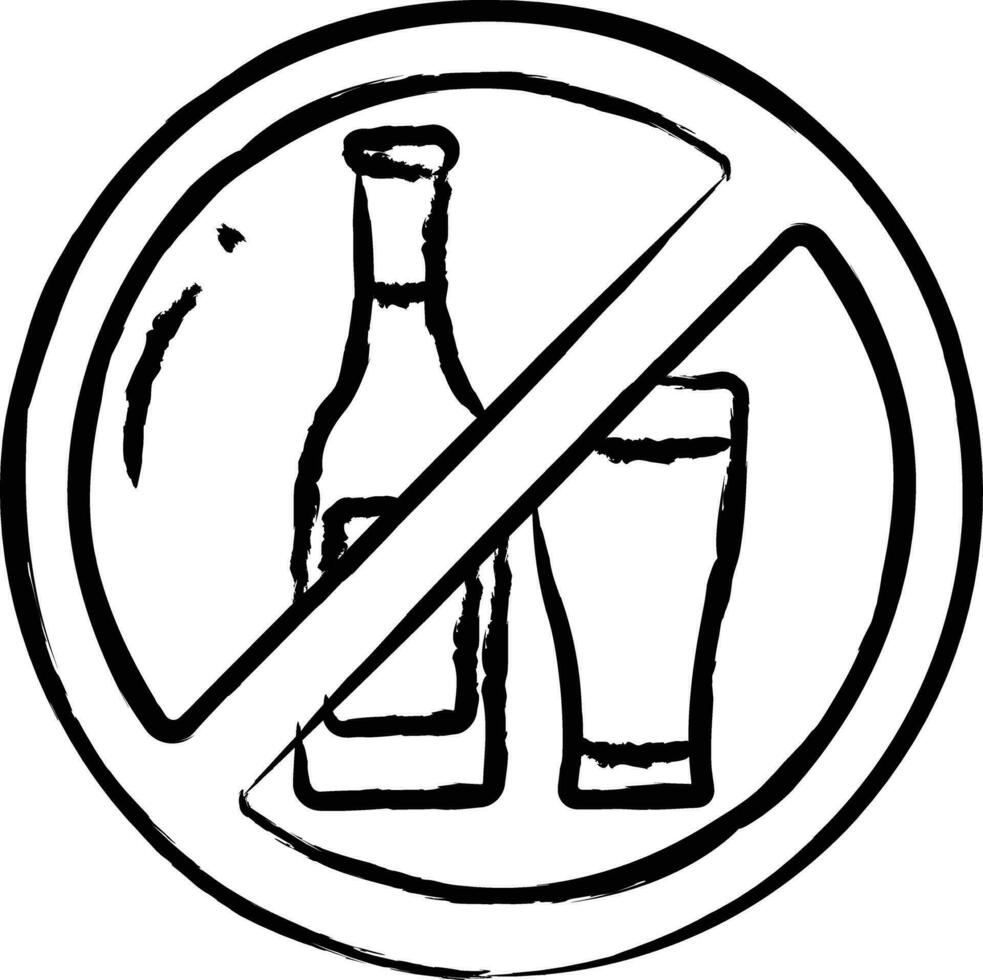 Nee alcohol hand- getrokken vector illustratie