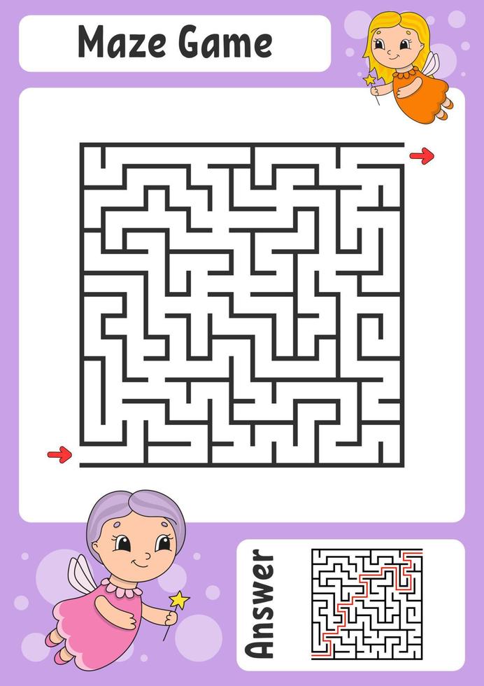 doolhof. spel voor kinderen. grappig labyrint. onderwijs ontwikkelen werkblad. activiteiten pagina. puzzel voor kinderen. leuke cartoonstijl. raadsel voor de kleuterschool. logisch raadsel. kleur vectorillustratie. vector