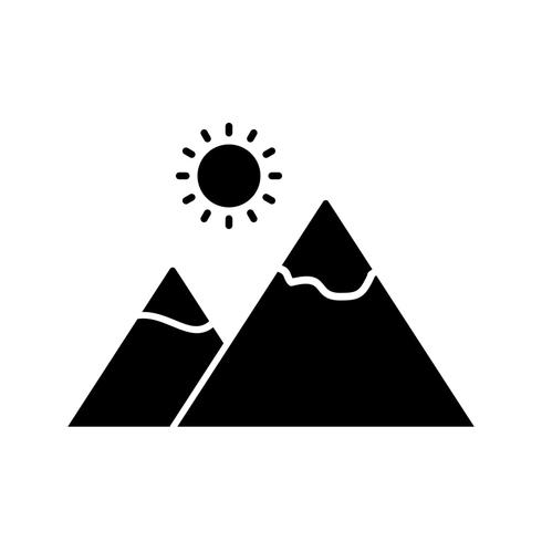 Berg met zon Vector pictogram