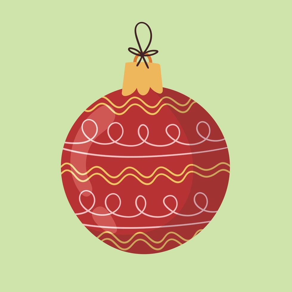 vrolijk Kerstmis groet kaarten, rood en groen gestreept Kerstmis ornament., Kerstmis ballen, kerst speelgoed- bal ronde boom decoratie icoon vector